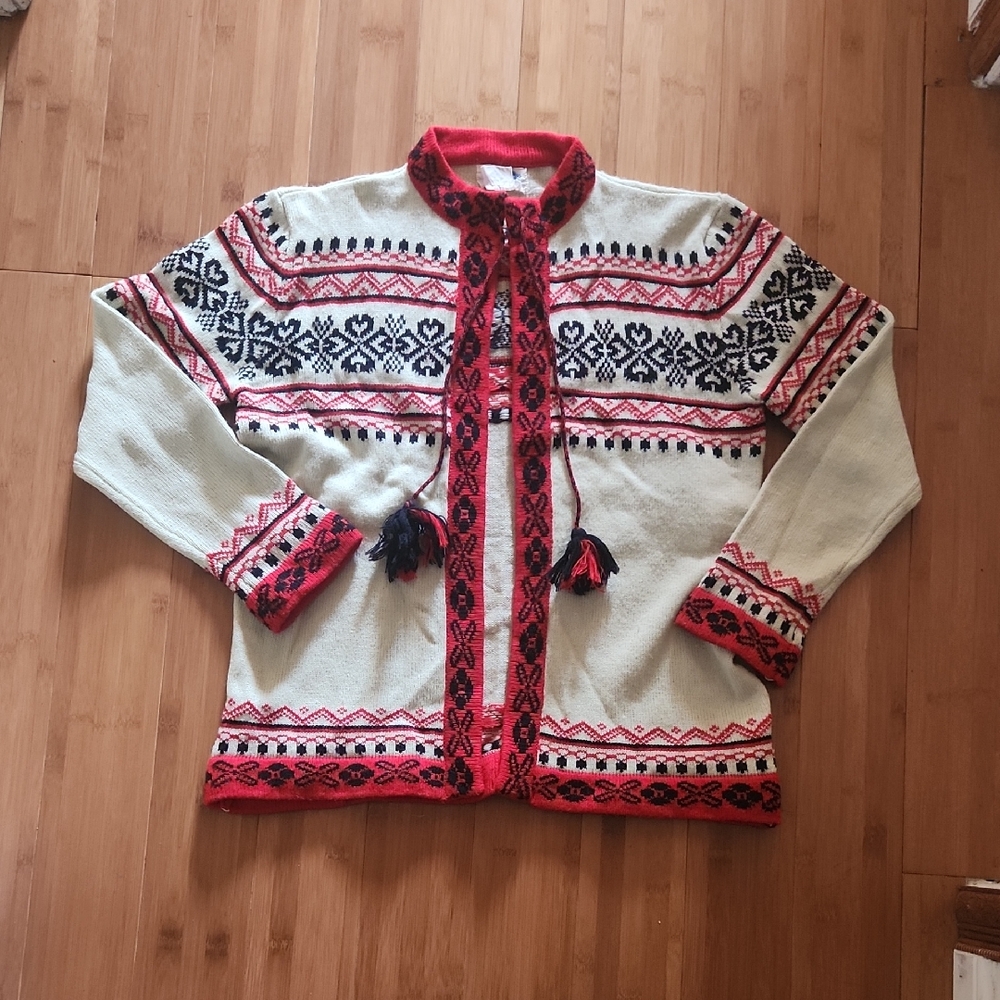 Red and Black Patterned Cardigan